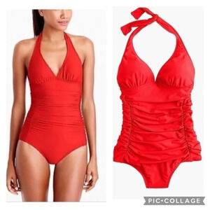j.crew halter one piece red swimsuit size 10